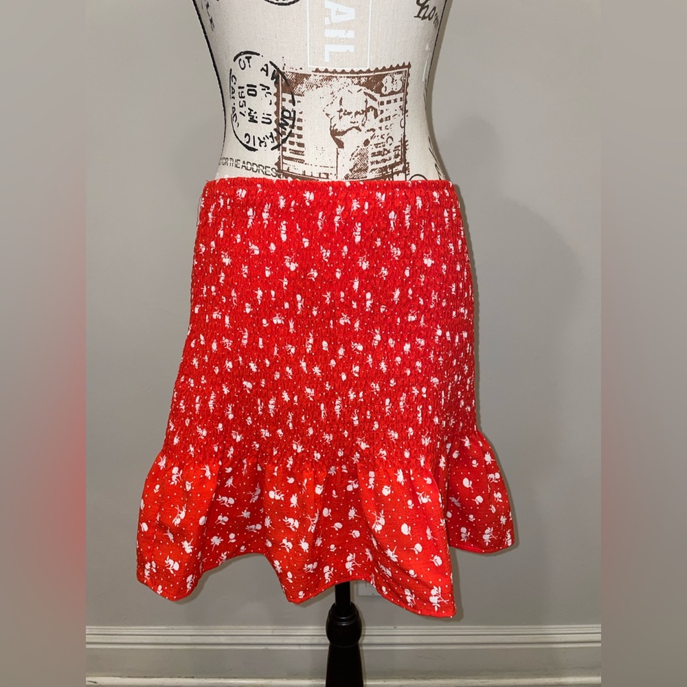H&M red flower mini skirt